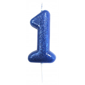 Vela Nº1 Azul Glitter